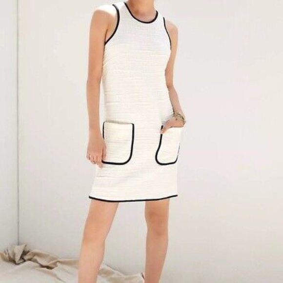 Anthropologie Dresses & Skirts - Anthropologie Maeve Patch Pocket Dress Mini Shift Sleeveless White Size Small